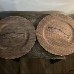 Rustic Fish Design Wooden Plates